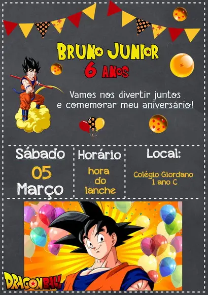 Convite Digital Dragon Ball Goku