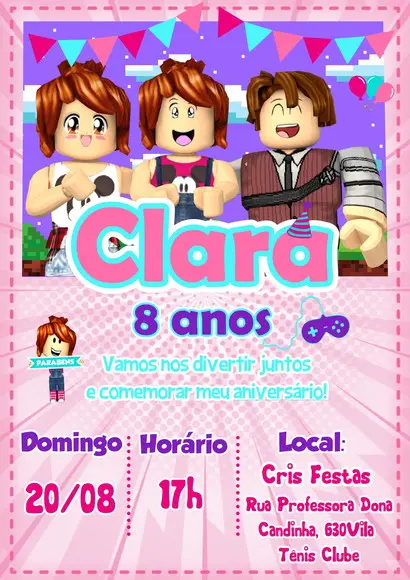 Convite Digital Julia Minegirl Roblox