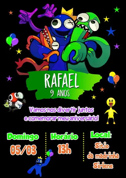 Convite Digital Rainbow Friends