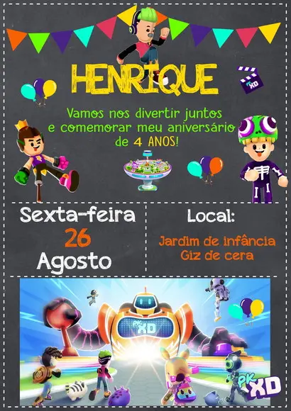 Convite Digital Pk Xd Menino