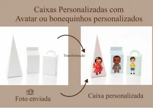 Kit Caixas Personalizadas com Foto, Avatar, Bonecos