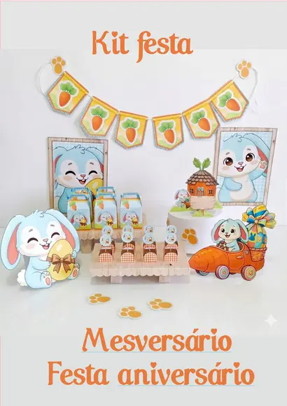 Kit Festa Páscoa | Mesversário Pascoa | Coelhinho