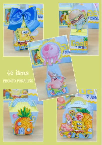 Kit Festa Personalizado Bob Esponja 46 Itens