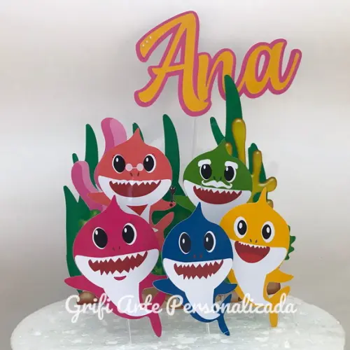 Topo de Bolo Baby Shark Menina