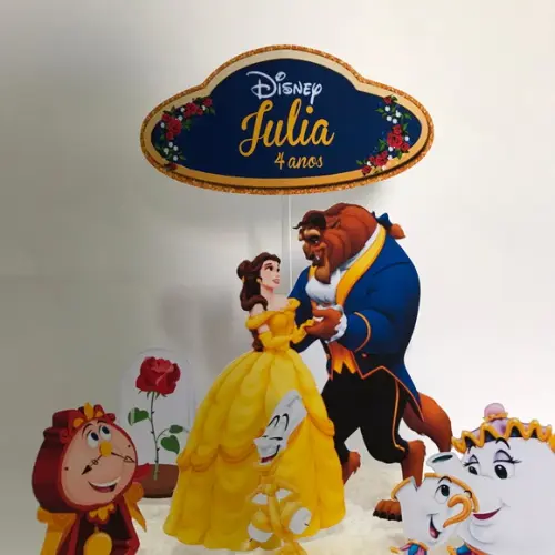 Topo de Bolo Bela e a Fera