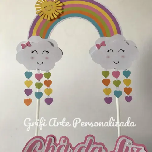 Topo de Bolo Chuva de Amor
