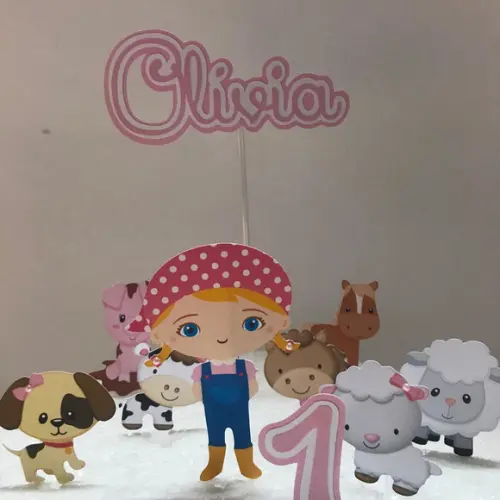Topo de Bolo Fazendinha Menina