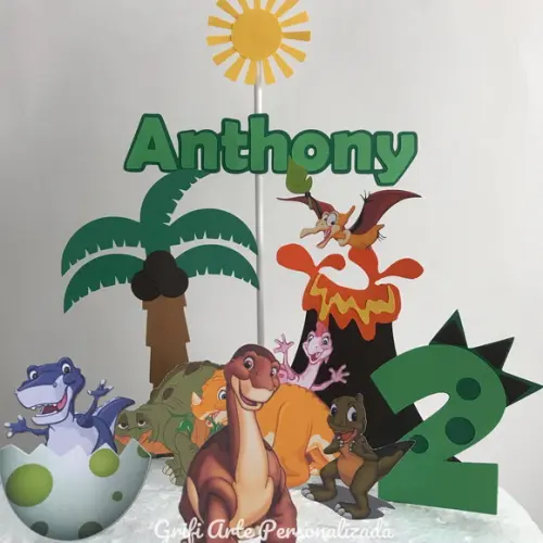 Topo de Bolo Dinossauro Vale Encantado