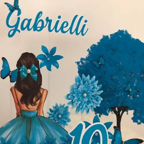 Topo de Bolo Menina Azul