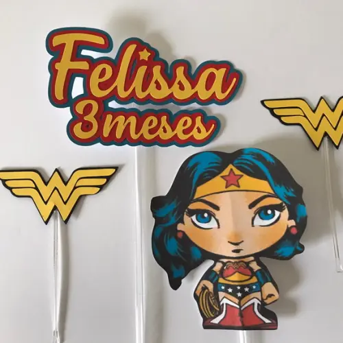 Topo de Bolo Mulher Maravilha Piticas