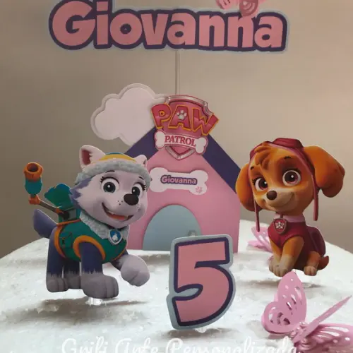 Topo de Bolo Patrulha Canina Rosa