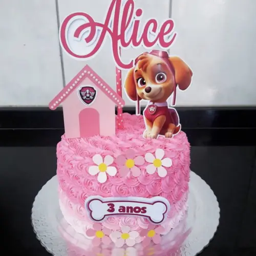 Topo de Bolo Patrulha Canina Rosa