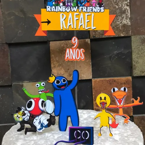 Topo de Bolo Rainbow Friends