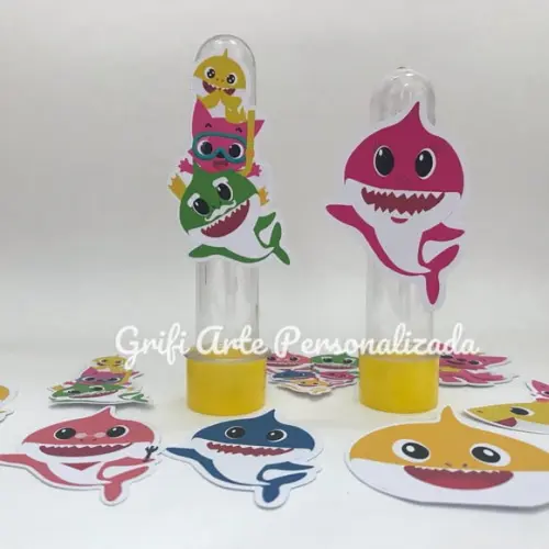 10 Apliques para Tubete - Baby Shark