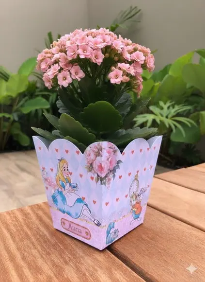 10 Cachepô Alice no País das Maravilhas Centro de Mesa