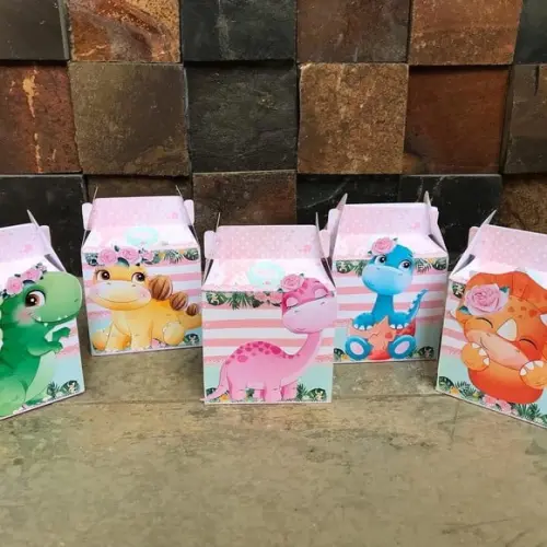 10 Caixas Presente Dinossauro Menina