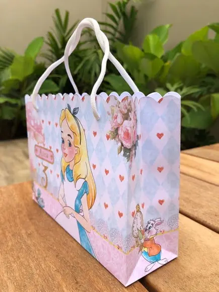 10 Sacolinhas Alice no País das Maravilhas Aquarela