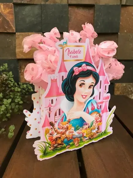 10 Unidades Centro de Mesa Branca de Neve Rosa