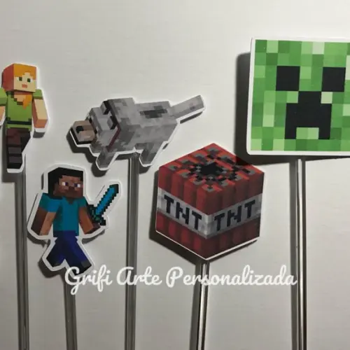100 Unidades Apliques para Toppers Minecraft