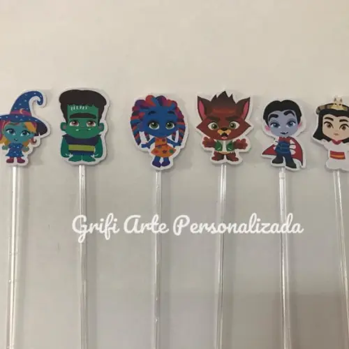 100 Unidades Apliques para Toppers Super Montras em Ação