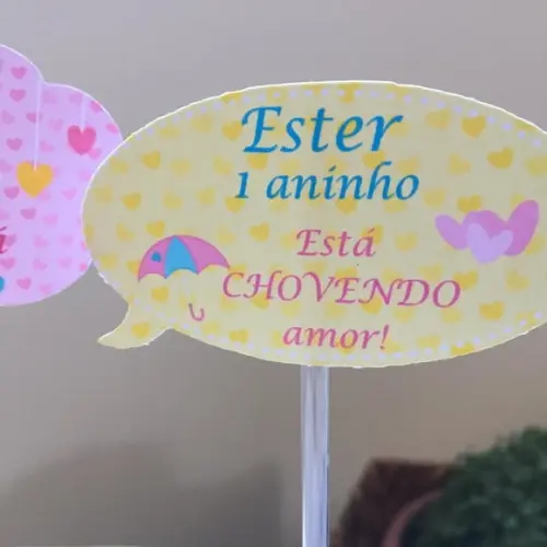 20 Apliques Plaquinha para Vaso de Flor Chuva de Amor