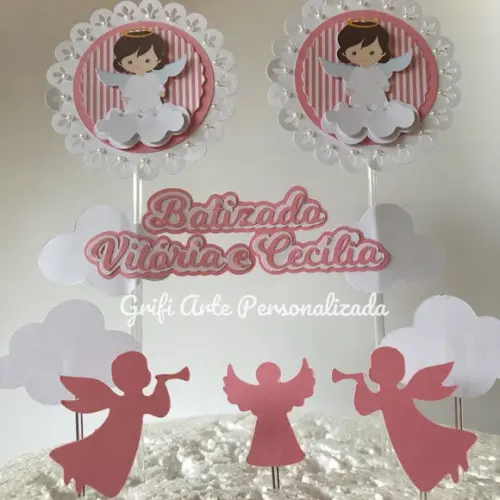 Topo de Bolo Batizado Gemeas