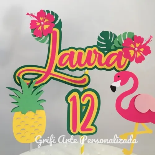 Topo de Bolo Flamingo