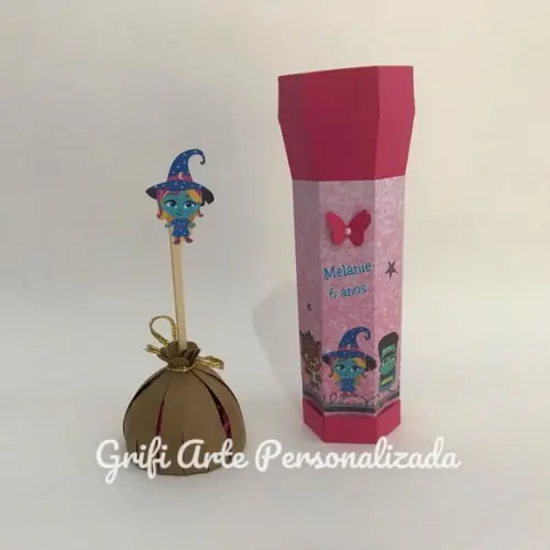 10 Porta Bombom Vassoura Katya Super Monstro em Ação