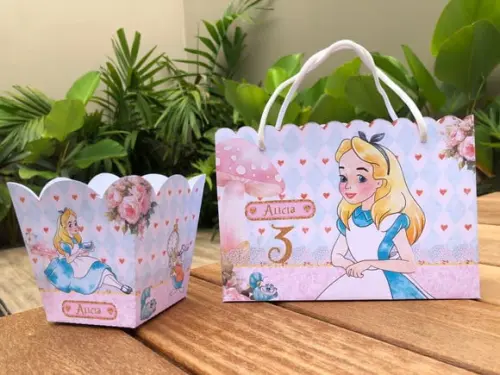 10 Sacolinhas Alice no País das Maravilhas Aquarela