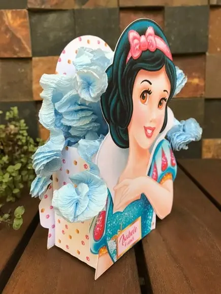 10 Unidades Centro de Mesa Branca de Neve Azul