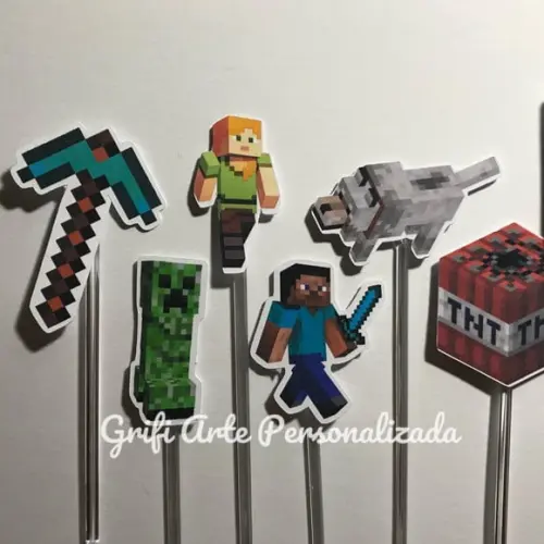 100 Unidades Apliques para Toppers Minecraft