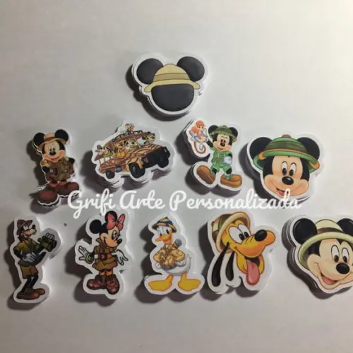 100 Unidades Apliques para Toppers Mickey Safari