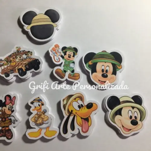 100 Unidades Apliques para Toppers Mickey Safari