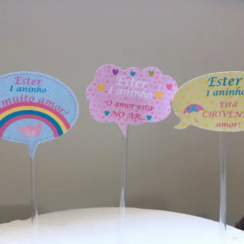 20 Apliques Plaquinha para Vaso de Flor Chuva de Amor