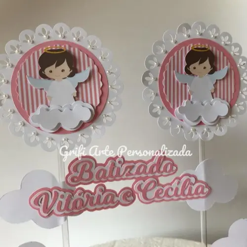 Topo de Bolo Batizado Gemeas
