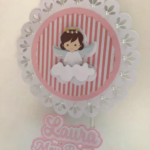 Topo de Bolo Batizado Menina