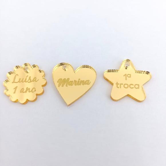 10 Tags 2cm de Diâmetro em Acrílico Espelhado