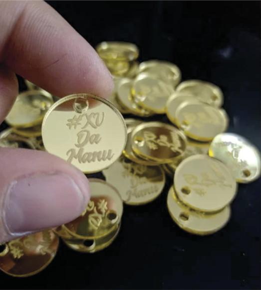 10 Tags 2cm de Diâmetro em Acrílico Espelhado