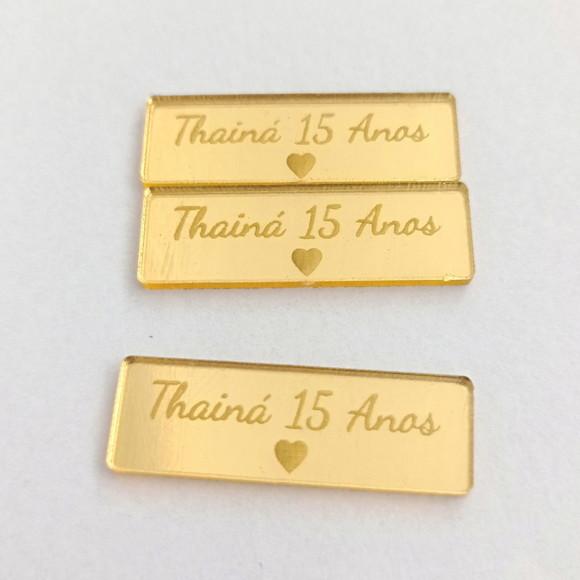 10 Tags 3x1cm em Acrílico Dourado, Prata ou Rosê