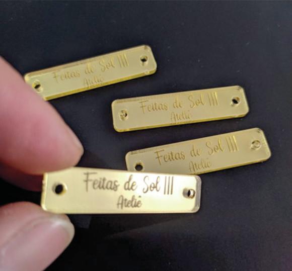 10 Tags 4x1cm em Acrílico Espelhado