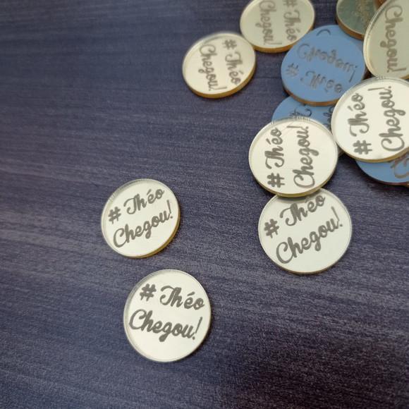 100 Tags de 2cm de Diâmetro em Acrílico Espelhado