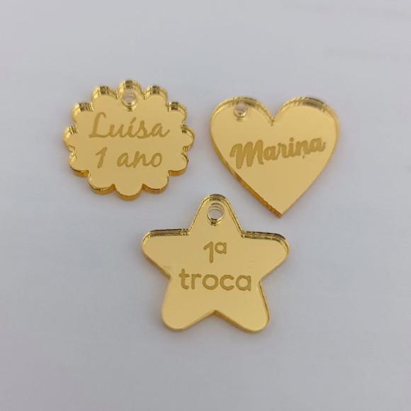 100 Tags de 2cm em Acrílico Espelhado