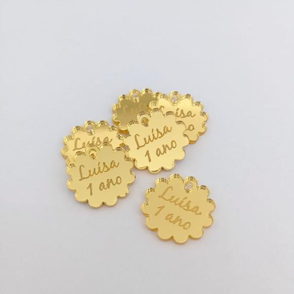 100 Tags de 2cm em Acrílico Espelhado