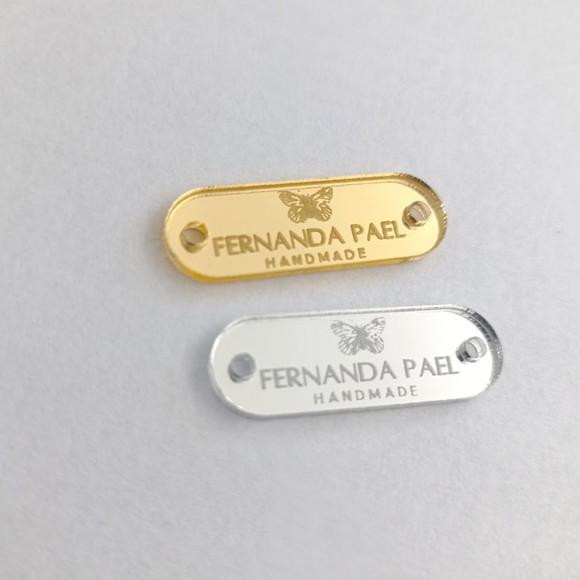 50 Tags 3x1cm em Acrílico Dourado, Prata ou Rosê