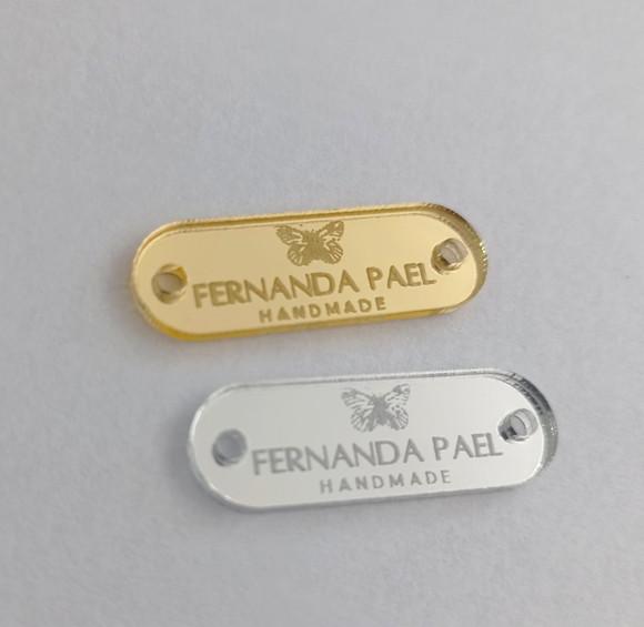 50 Tags 3x1cm em Acrílico Dourado, Prata ou Rosê