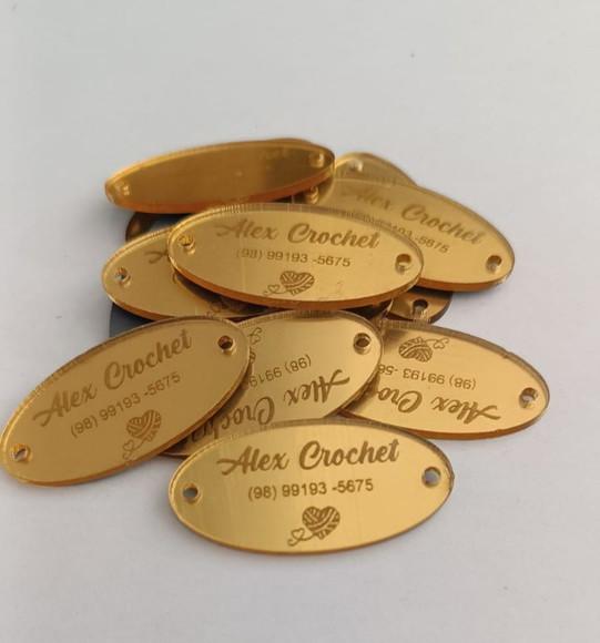 50 Tags 4x2cm em Acrílico Dourado, Prata ou Rose