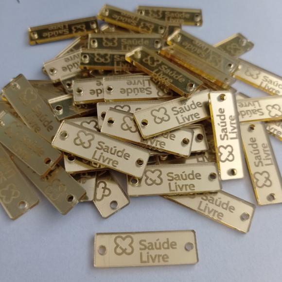 50 Tags 5x2cm em Acrílico Dourado, Prata ou Rosê