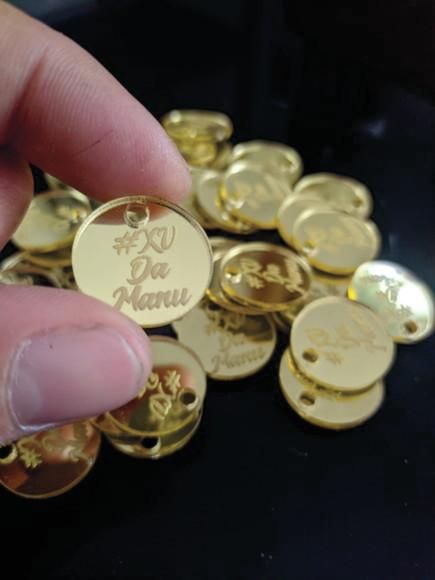 500 Tags de 2cm de Diâmetro em Acrílico Espelhado