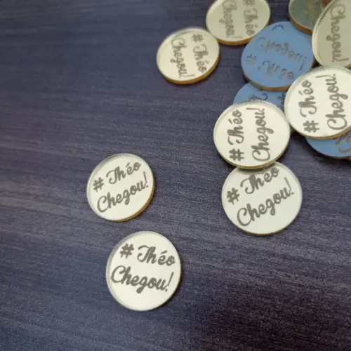 10 Tags 2cm de Diâmetro em Acrílico Espelhado