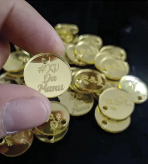 10 Tags 2cm de Diâmetro em Acrílico Espelhado